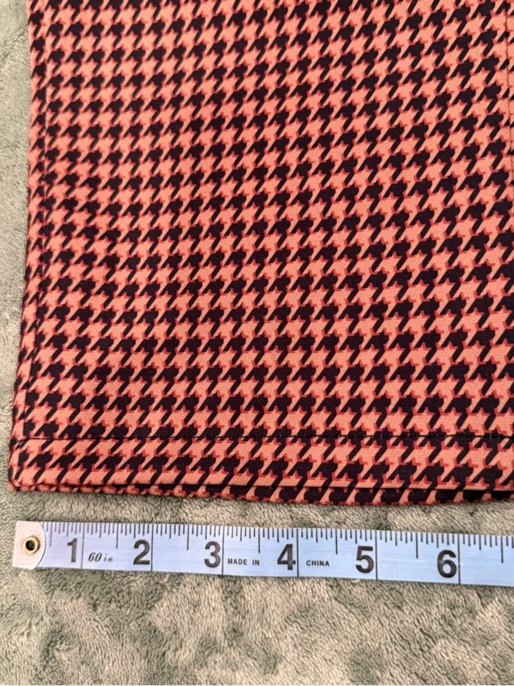 Lars Amadeus Houndstooth Pants Women Size 32 Orange Black NWT